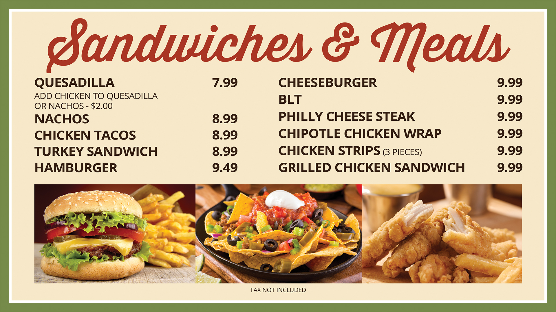 Sandwiches & Meals Irvine Lanes